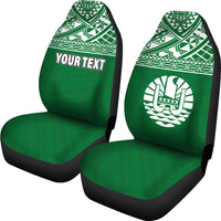 Tahiti Custom Personalised Car Seat Covers - Tahiti Flag Polynesian Green Horizontal - Polynesian Pride