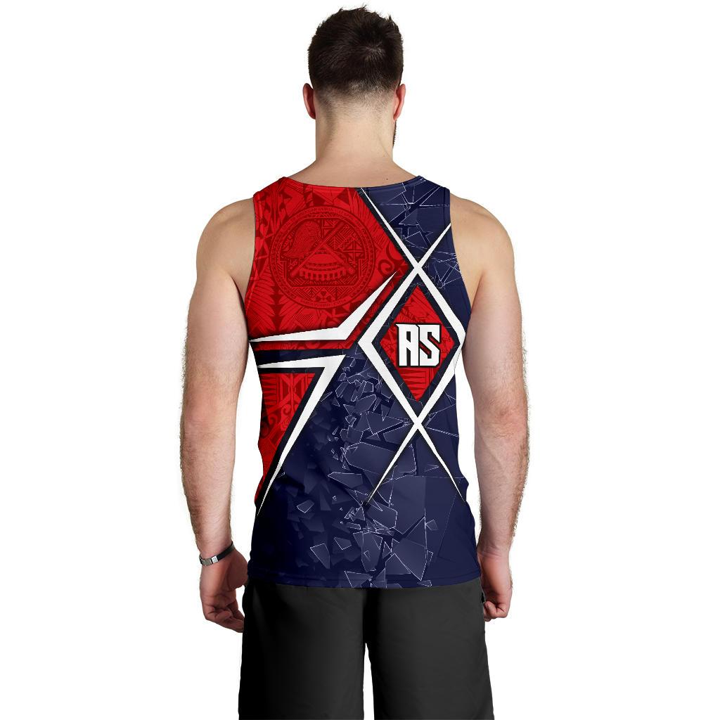 American Samoa Men's Tank Top - AS Flag with Polynesian Patterns - Polynesian Pride