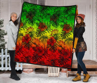 Polynesian Premium Quilt - Reggae Hibiscus Patterns - Polynesian Pride