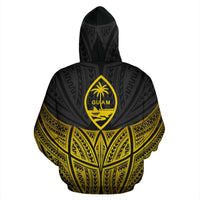 Guam Polynesian Zip up Hoodie Gold Pride Map and Seal - Polynesian Pride