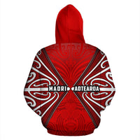 Maori Aotearoa Tribal Roots Hoodie Red - Polynesian Pride
