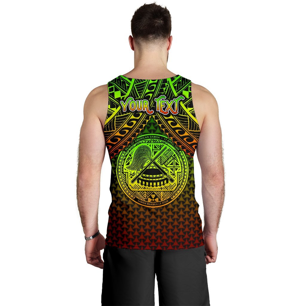 Polynesian American Samoa Personalised Men's Tank Top - Reggae Vintage Polynesian Patterns - Polynesian Pride