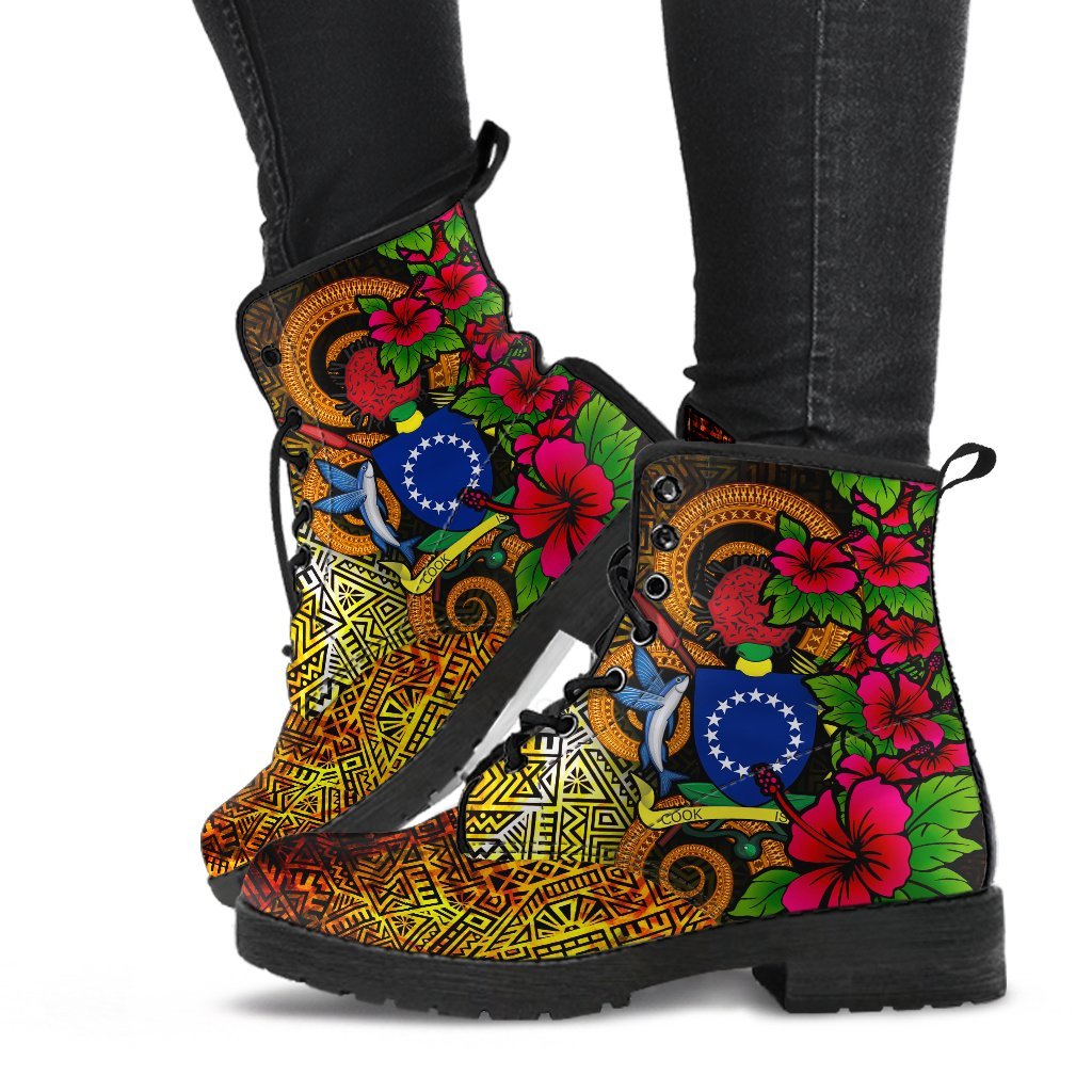 Cook Islands Polynesian Leather Boots - Hibiscus Vintage - Polynesian Pride