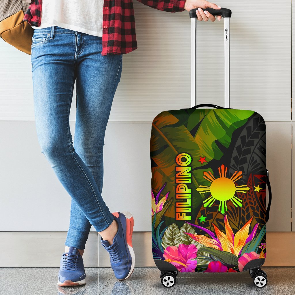 The Philippines Polynesian Luggage Covers - Hibiscus and Banana Leaves Reggae - Polynesian Pride