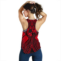 Tonga Polynesian Women's Racerback Tank - Tonga Red Seal with Polynesian tattoo - Polynesian Pride