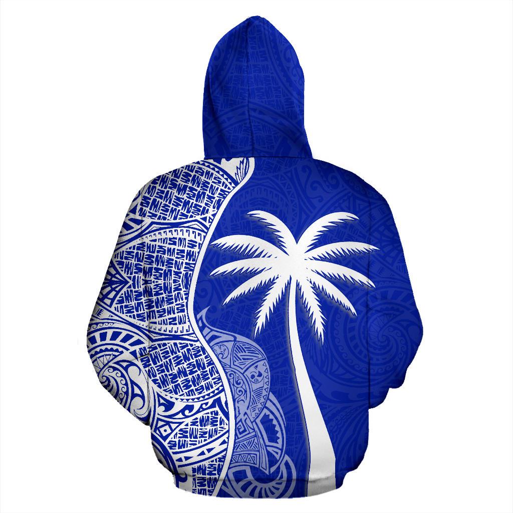 Federated States of Micronesia Polynesian Custom Zip up Hoodie Coconut Blue - Polynesian Pride