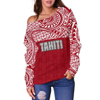 Tahiti Women's Off Shoulder Sweater - Polynesian Full Arms Version - Polynesian Pride