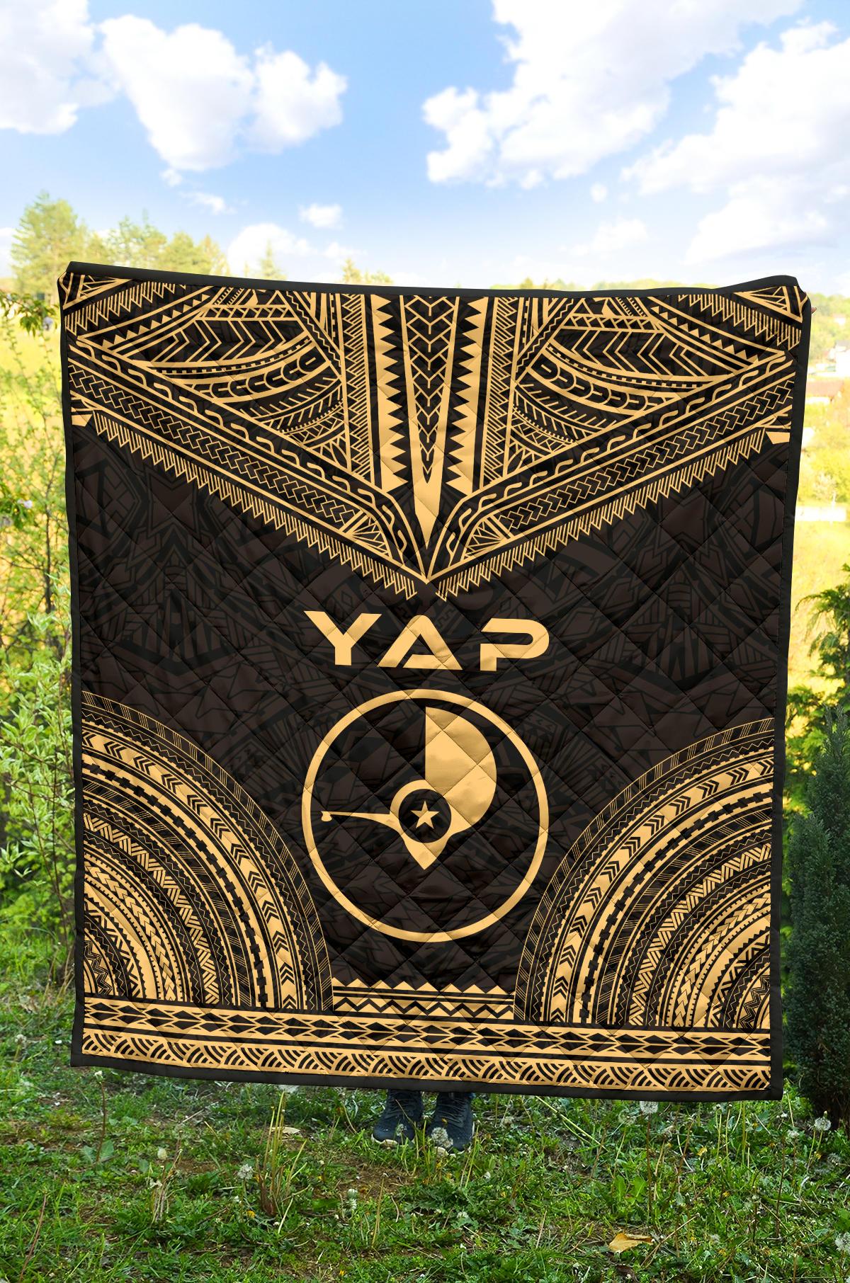 Yap Premium Quilt - Yap Flag Polynesian Chief Gold Version - Polynesian Pride