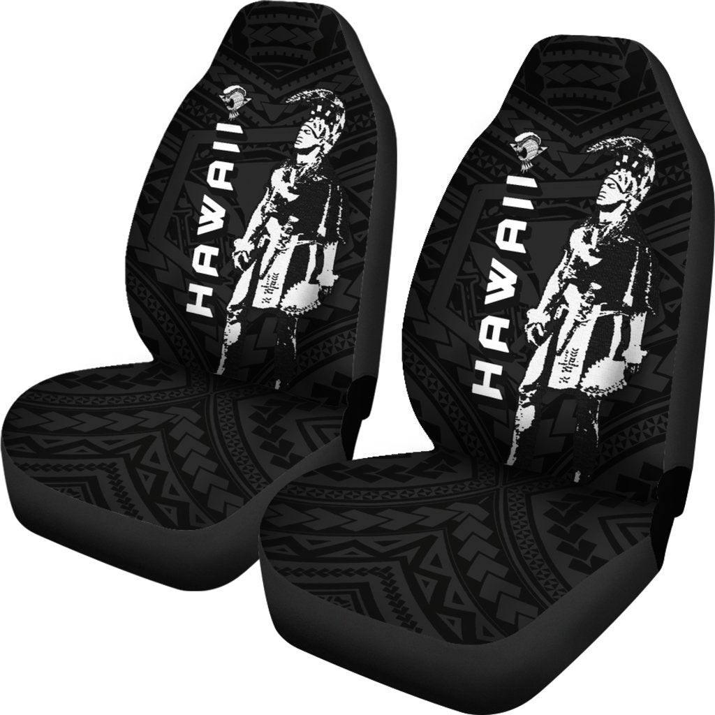 Hawaii Helmet Polynesian Kanaka Warrior Car Seat Covers Universal Fit Black - Polynesian Pride