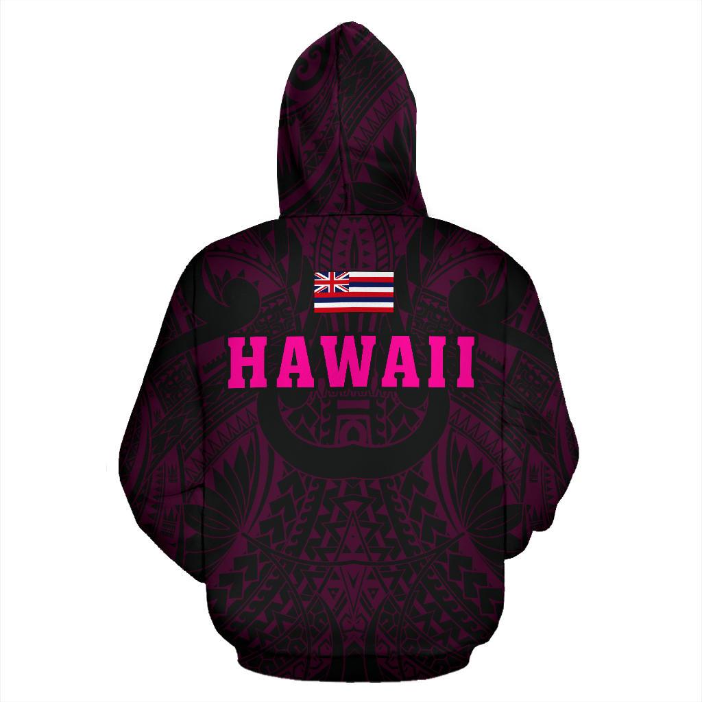 Polynesian Kamapuaa Flag of Hawaii Zip Hoodie Pink Hawaiian Mythology Style - Polynesian Pride