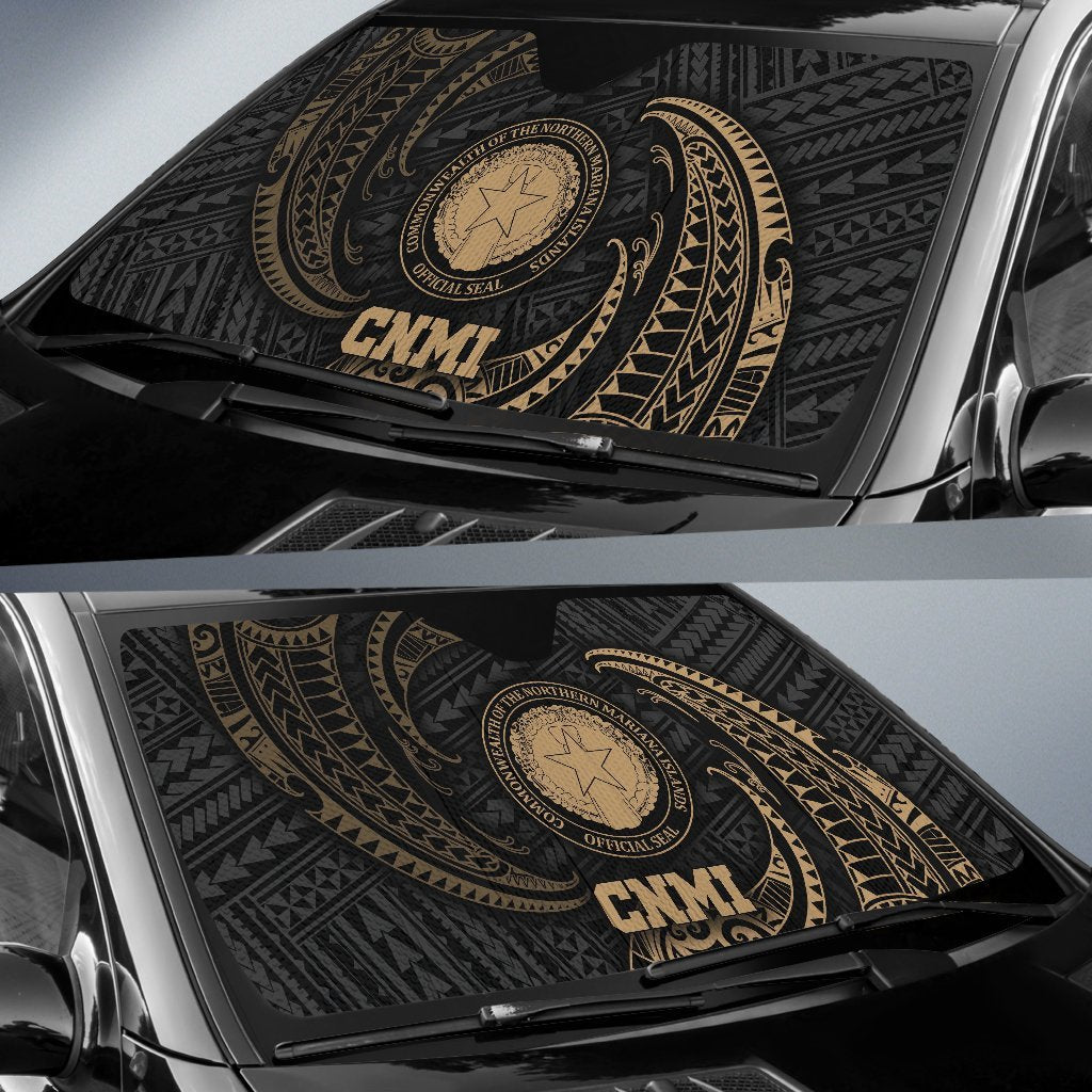 Polynesian Northern Mariana Islands Sun Shades - Gold Tribal Wave - Polynesian Pride