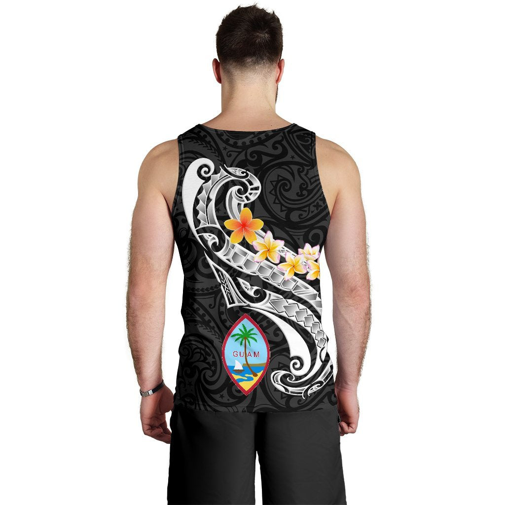 Guam Men's Tank Top - Guam Seal Polynesian Patterns Plumeria (Black) - Polynesian Pride
