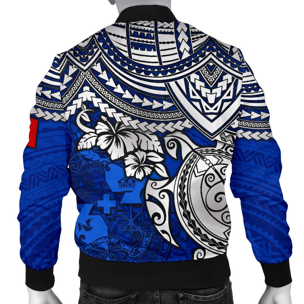 Tonga Polynesian Bomber Jacket (Men) - Blue Turtle - Polynesian Pride