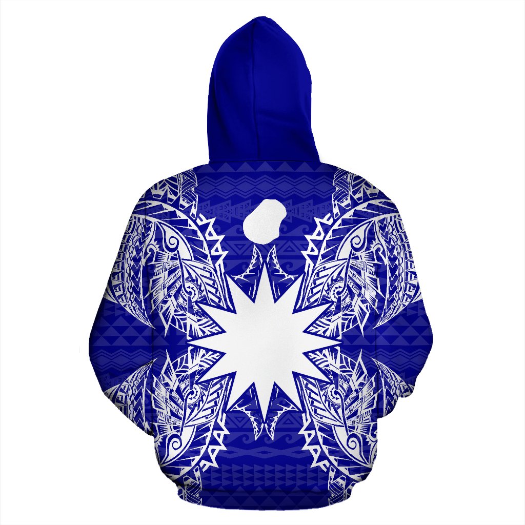 Nauru Polynesian ll Over Hoodie Map Blue - Polynesian Pride