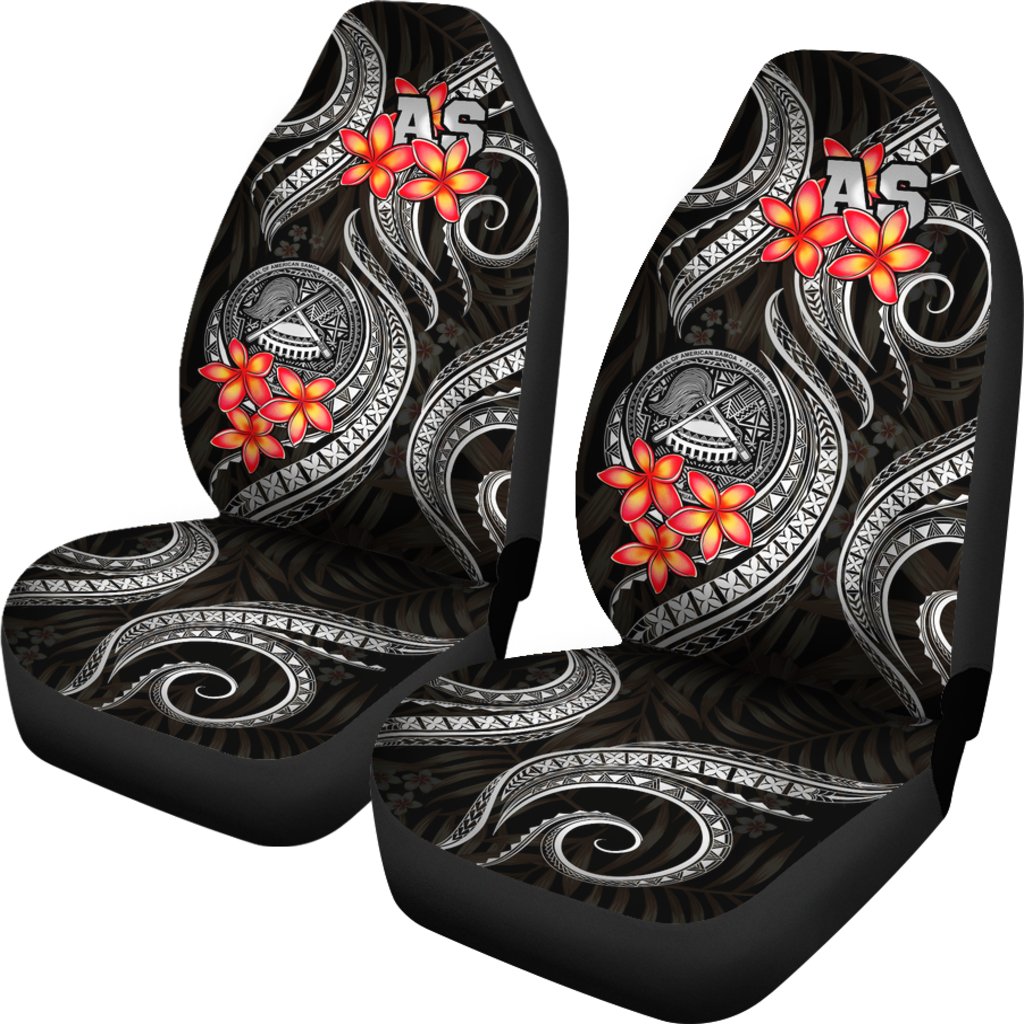 American Samoa Polynesian Car Seat Covers - Black Plumeria - Polynesian Pride