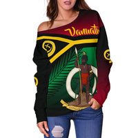 Vanuatu Rugby Women Off Shoulder Sweater Proud Vibes - Polynesian Pride