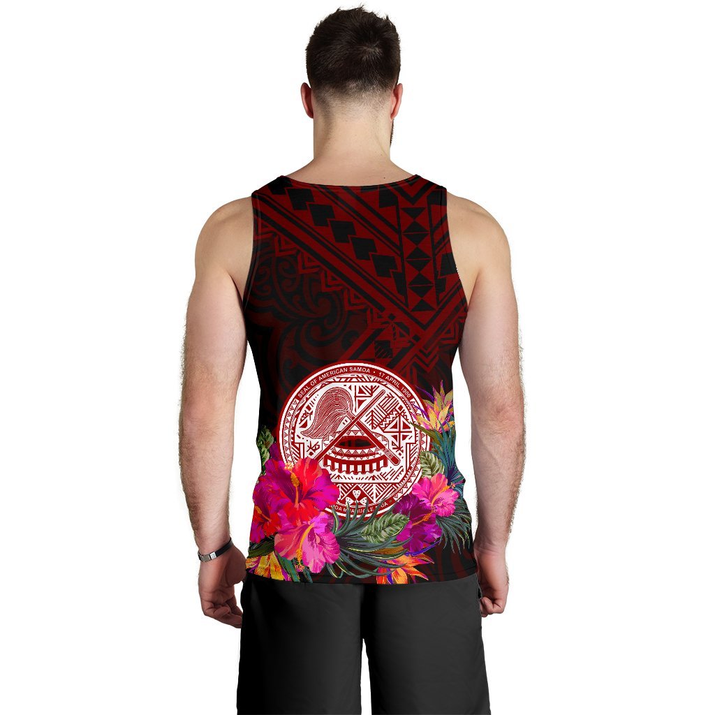 American Samoa Personalised Men's Tank Top - Coat Of Arm With Polynesian Patterns - Polynesian Pride