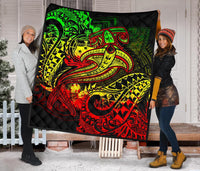 Samoa Premium Quilt - Reggae Shark Polynesian Tattoo - Polynesian Pride