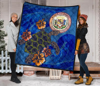 Hawaii Seal Hibiscus Ocean Pin Light Turtle Sea Premium Quilt - Polynesian Pride