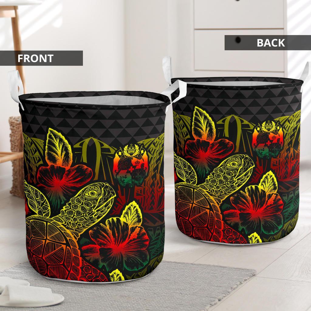 Tonga Laundry Basket - Polynesian Turtle Hibiscus Reggae - Polynesian Pride