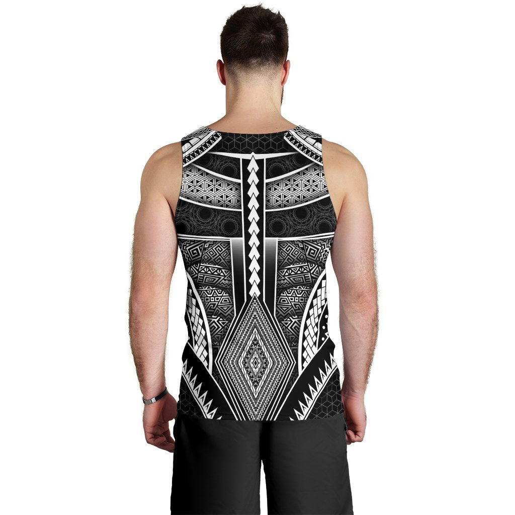 Polynesian Men's Tank Top - American Samoa Coat Of Arm With Poly Patterns - Polynesian Pride