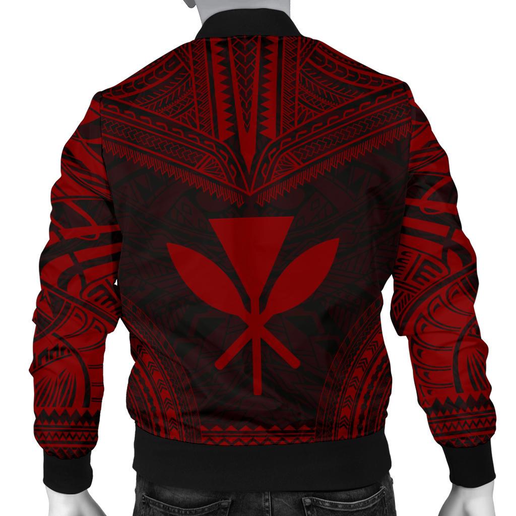 Kanaka Maoli Polynesian Chief Men's Bomber Jacket - Red Version - Polynesian Pride