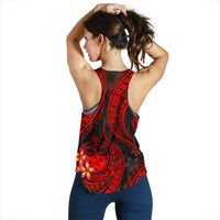 Samoa Polynesian Women Racerback Tank - Red Plumeria - Polynesian Pride