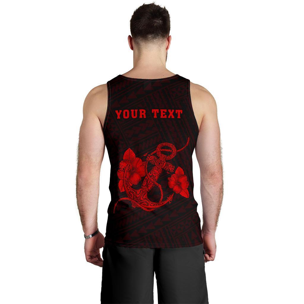 Hawaii Kakau Polynesian Anchor Personalized Men's Tank Top - Red - Polynesian Pride