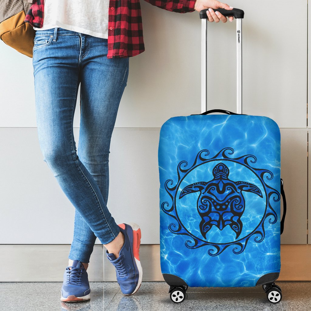 Turtle Luggage Cover 02 Black - Polynesian Pride