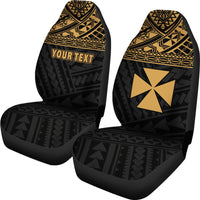Wallis and Futuna Polynesian Custom Personalised Car Seat Covers - Wallis and Futuna Gold Coat Of Arms Polynesian Tattoo - Polynesian Pride