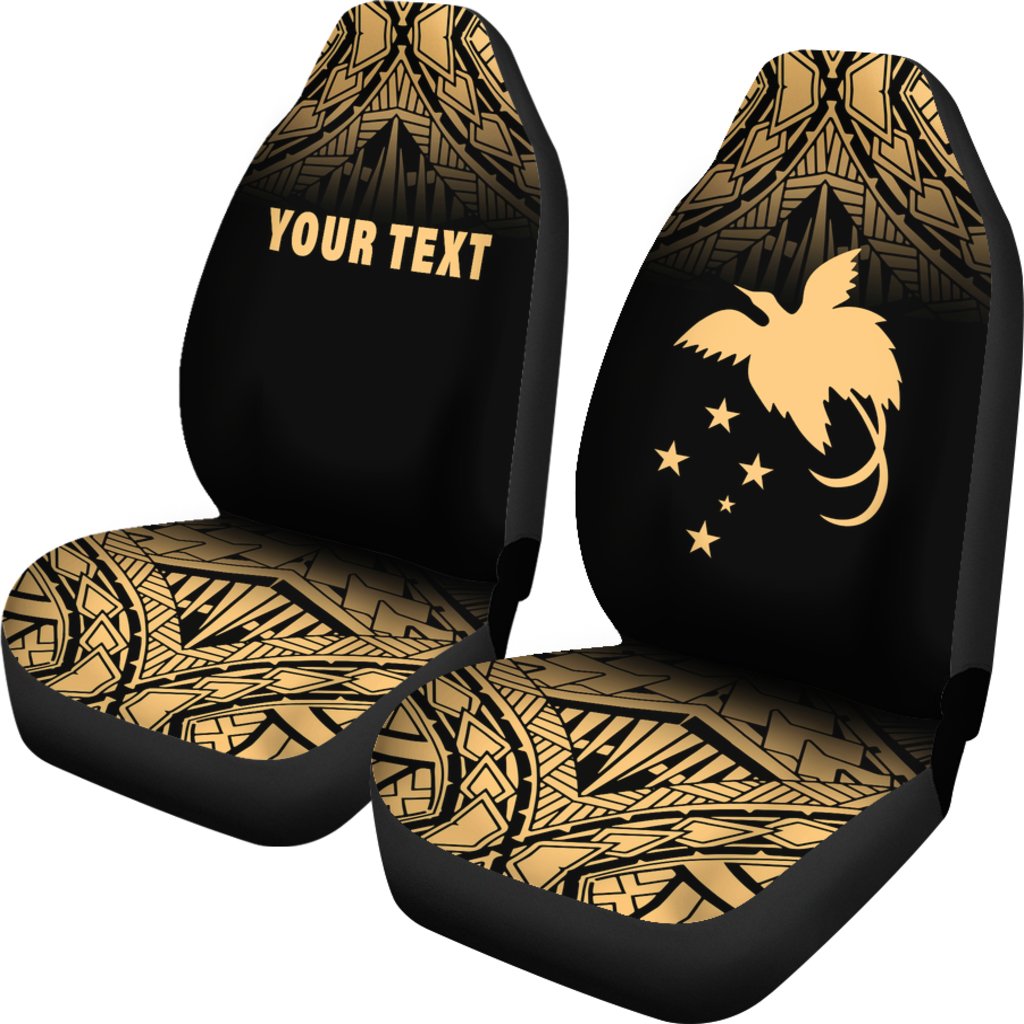 Papua New Guinea Custom Personalised Car Seat Covers - Papua New Guinea FLag Polynesian Tattoo Fog Yellow - Polynesian Pride