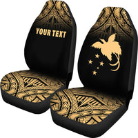 Papua New Guinea Custom Personalised Car Seat Covers - Papua New Guinea FLag Polynesian Tattoo Fog Yellow - Polynesian Pride
