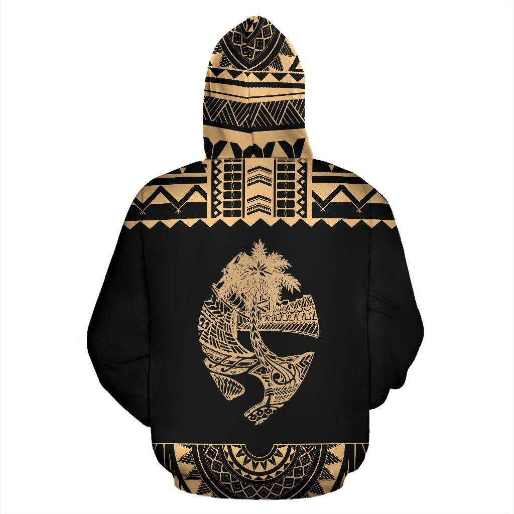 Guam All Over Zip up Hoodie Polynesian Gold Version - Polynesian Pride