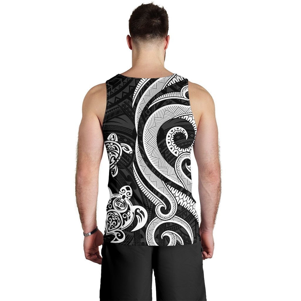 Fiji Polynesian Men Tank Top - White Tentacle Turtle Crest - Polynesian Pride