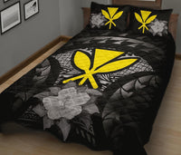 Kanaka Maoli (Hawaii) Polynesian Quilt Bed Set Hibiscus Gray - Polynesian Pride