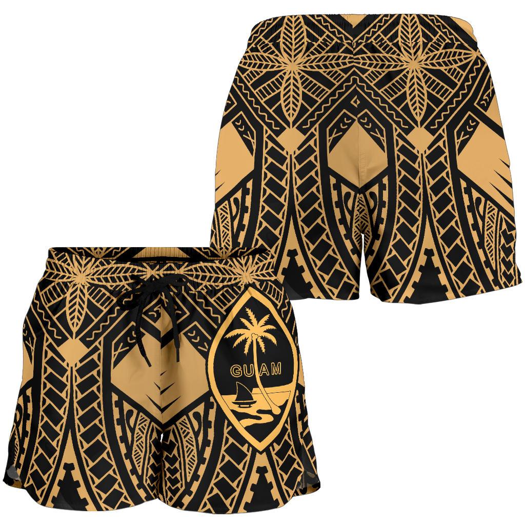 Guam Polynesian Women's Shorts - Guam Gold Seal with Polynesian Tattoo - Polynesian Pride
