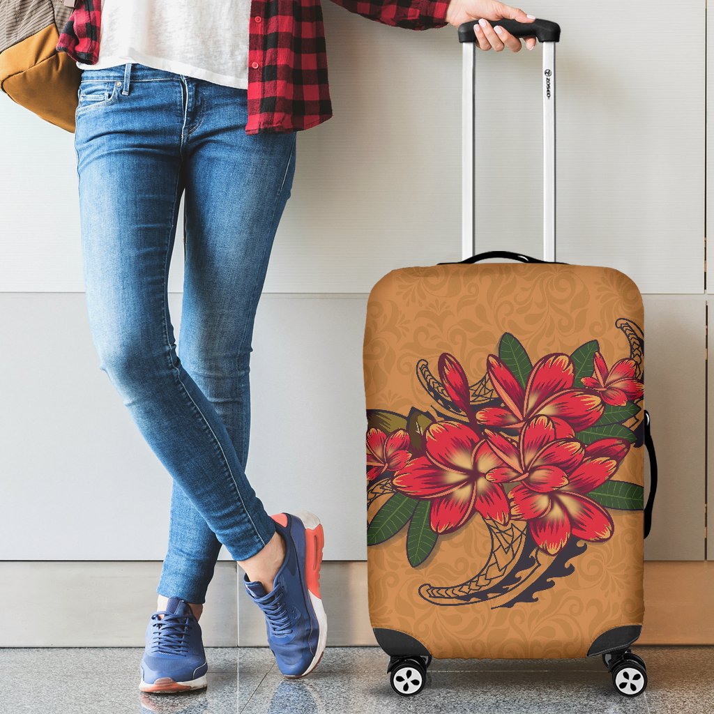 Plumeria Luggage Cover Black - Polynesian Pride