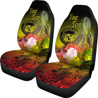 Polynesian Hawaii Custom Personalised Car Seat Covers - Humpback Whale with Tropical Flowers (Yellow) - Polynesian Pride