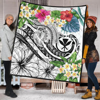 Polynesian Hawaii Kanaka Maoli Premium Quilt - Summer Plumeria (White) - Polynesian Pride