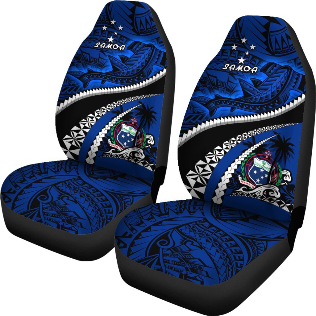 Samoa Car Seat Covers Polynesian Shark Tattoo Universal Fit Blue - Polynesian Pride