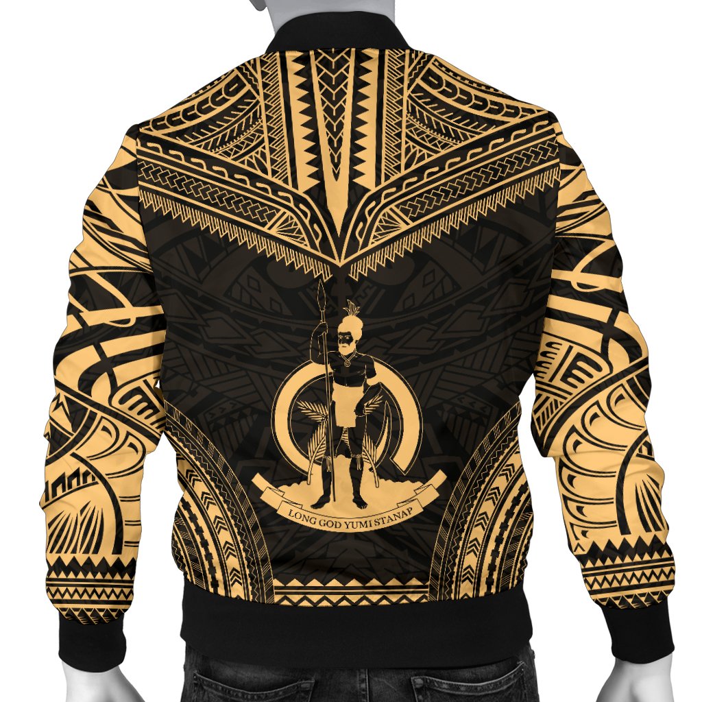 Vanuatu Polynesian Chief Men's Bomber Jacket - Gold Version - Polynesian Pride