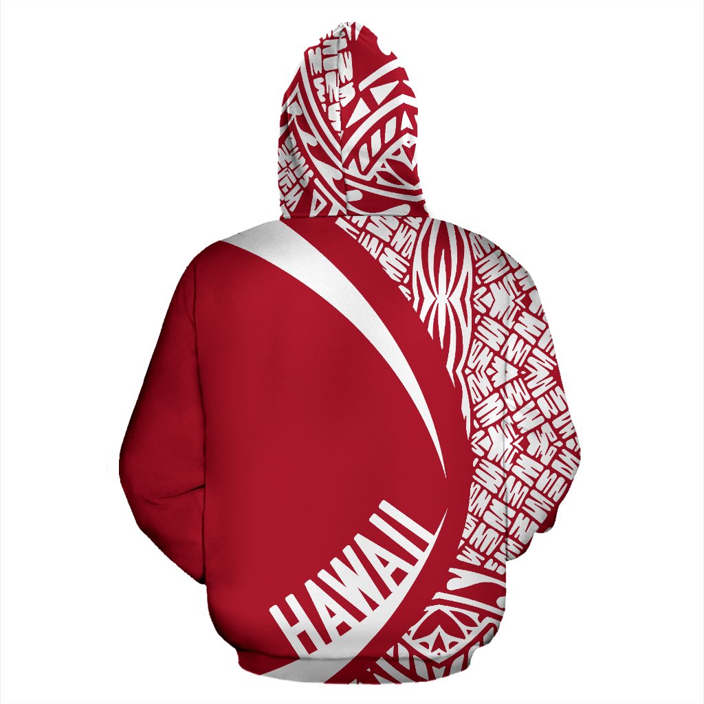 Hawaii Polynesian Tribal Hoodie Circle Style White and Red Color - Polynesian Pride