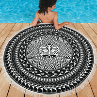 Polyenesian Beach Blanket - Polynesian Tiki Face Black - Polynesian Pride
