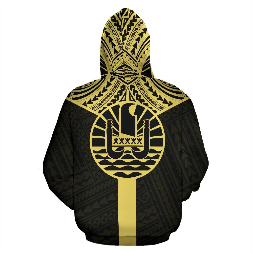 Tahiti Zip Hoodie Tahiti Flag Polynesian Tattoo Black A6 - Polynesian Pride