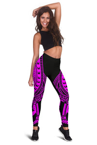 Hawaii Women Leggings Polynesian Pattern Pink - Polynesian Pride