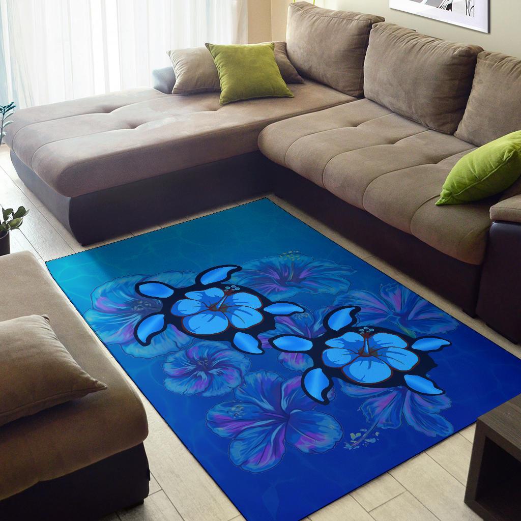 Turtle Hibiscus Ocean Area Rug AH - Polynesian Pride