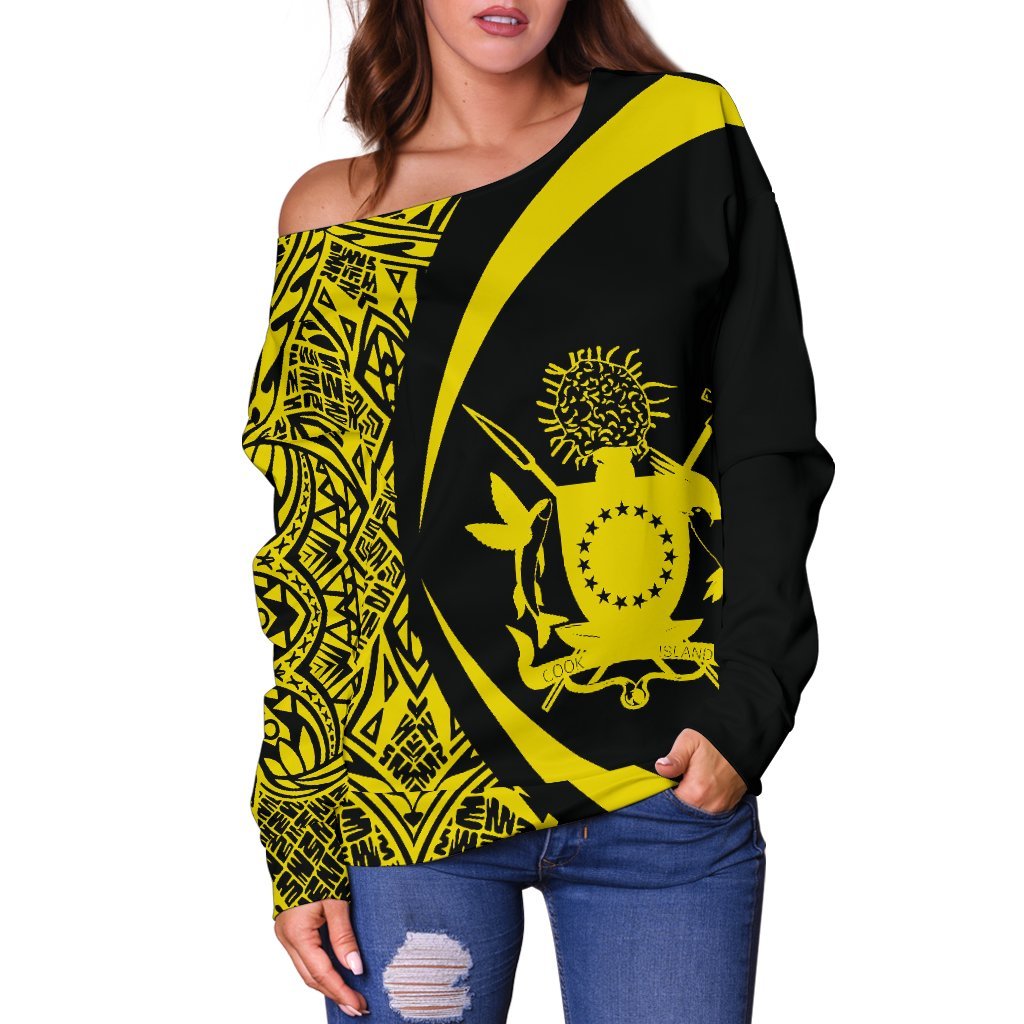Cook Islands Women's Off Shoulder Sweater - Circle Style 03 - Polynesian Pride