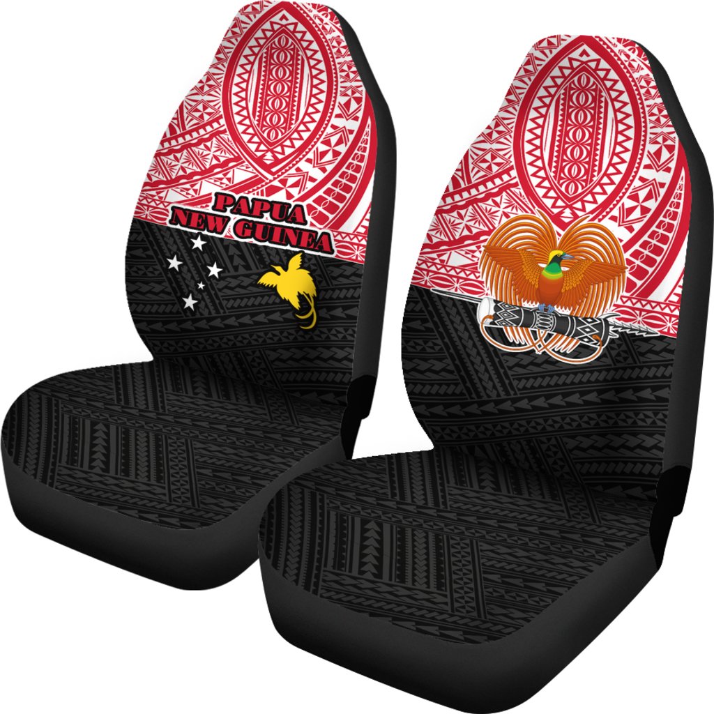 Papua New Guinea Car Seat Covers - Papua New Guinea Flag Coat Of Arms Polynesian Design - Polynesian Pride