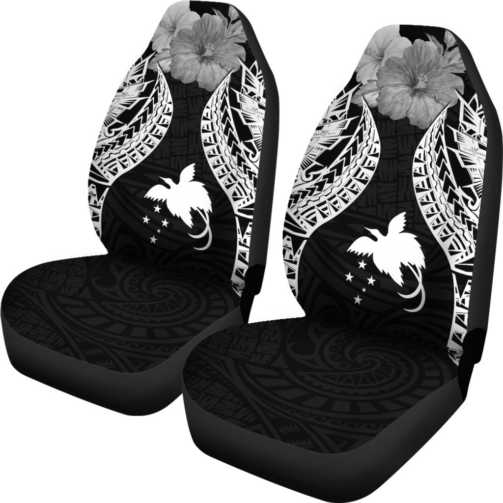 Papua New Guinea Polynesian Car Seat Covers Pride Seal And Hibiscus Black - Polynesian Pride