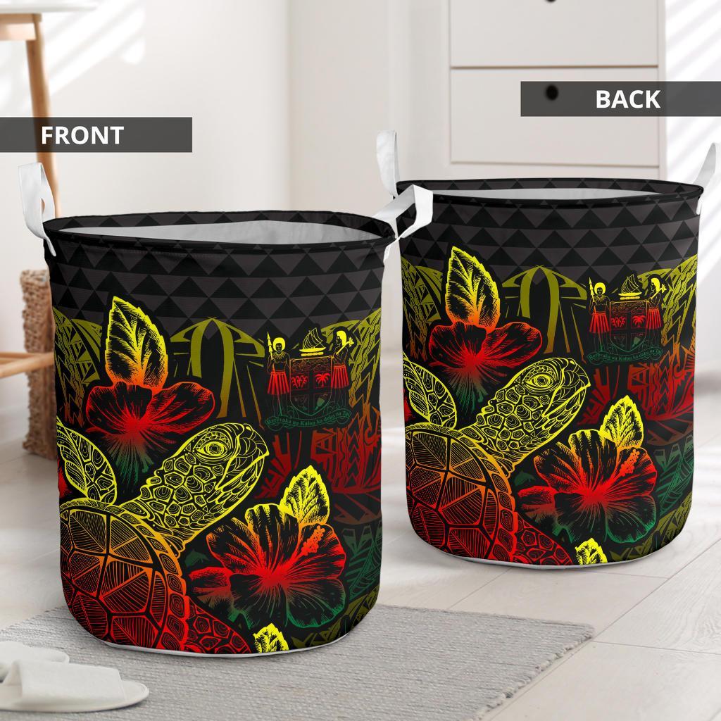 Fiji Laundry Basket - Polynesian Turtle Hibiscus Reggae - Polynesian Pride